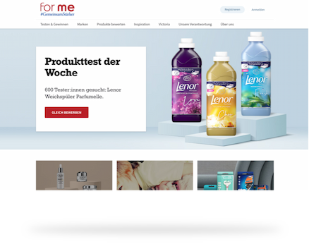 Screenshot der Website von P&G for me