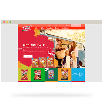 Screenshot der Website von Lorenz Snack-World