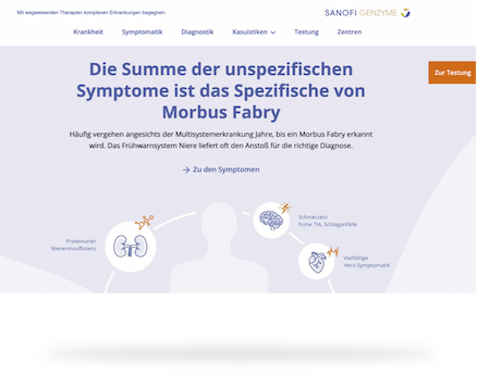 Screenshot der Website von Sanofi