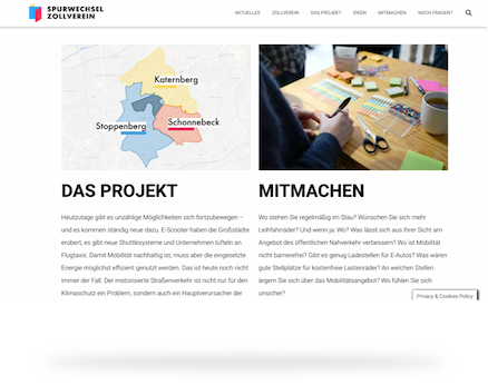 Screenshot der Website von Spurwechsel Zollverein