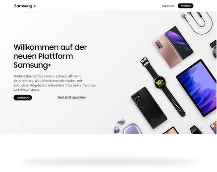 Screenshot der Website von Samsung+