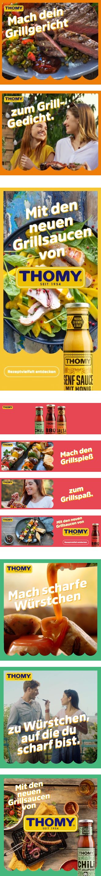 Group of teaser images about THOMY sauces