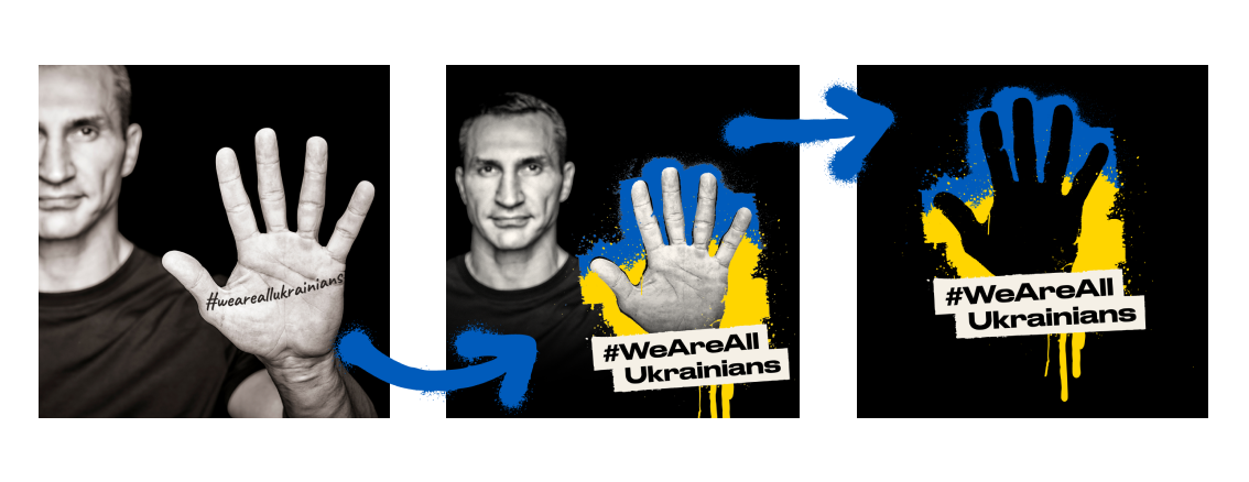 Wladimir Klitschko und das Logo für WeAreAllUkrainians