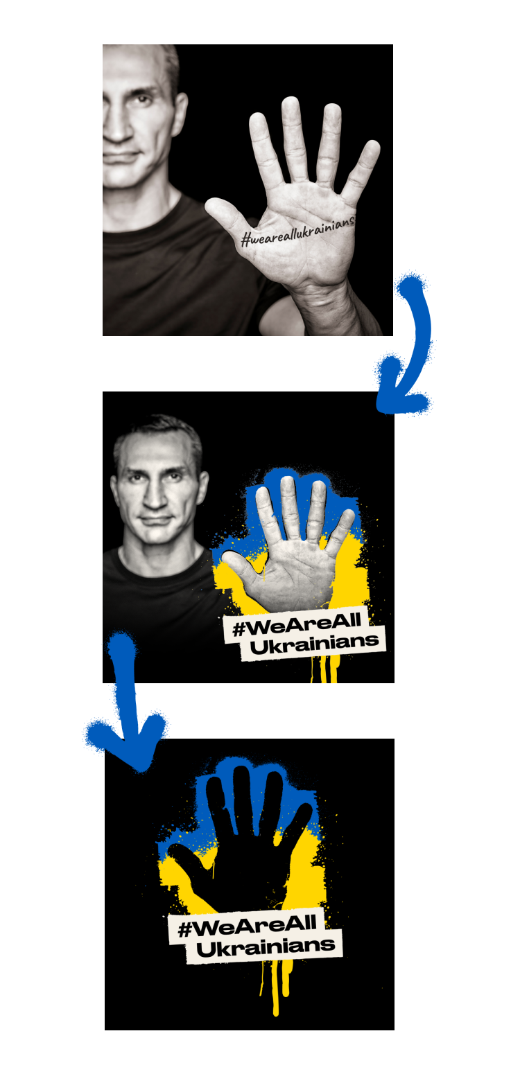 Wladimir Klitschko und das Logo für WeAreAllUkrainians