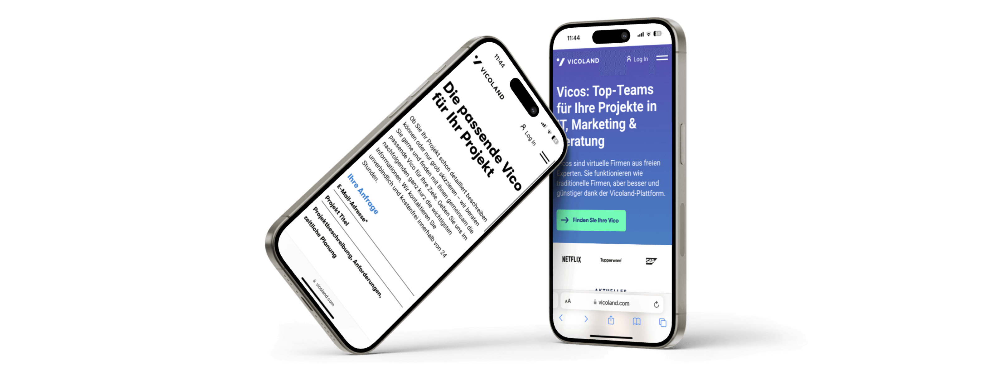 Smartphone auf der Vicoland-Website