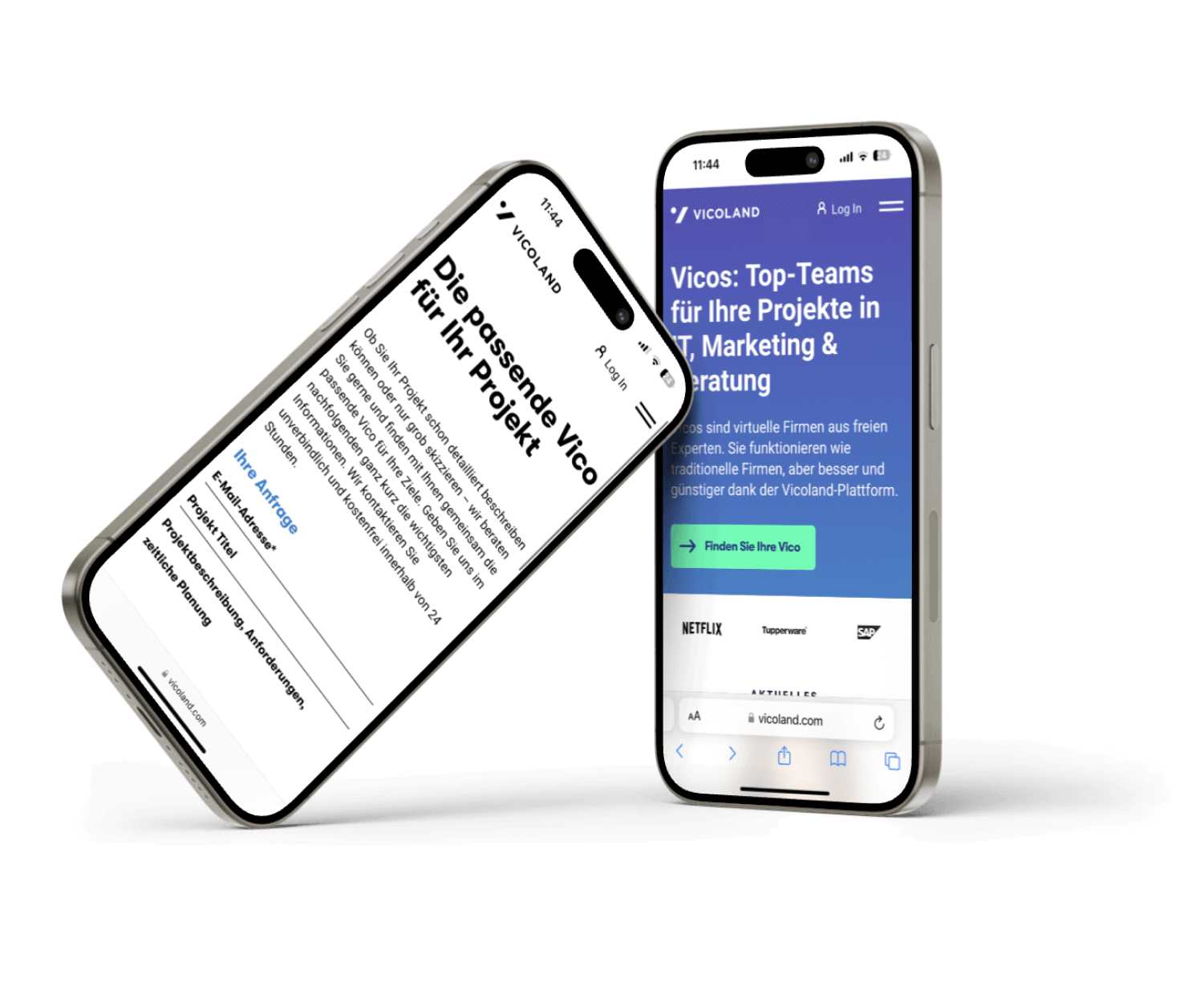 Smartphone auf der Vicoland-Website