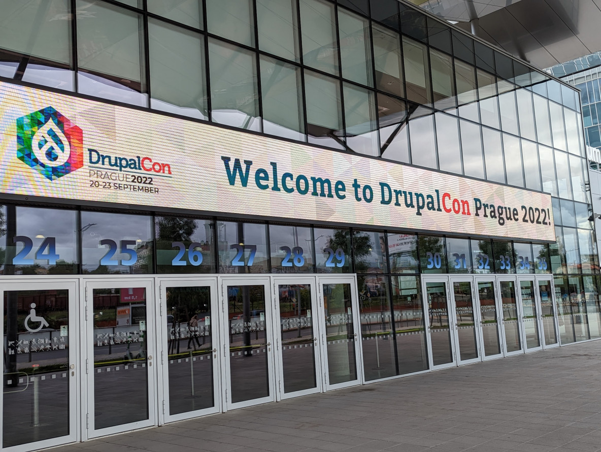 Entrance of the building where the DrupalCon Prague 2022 was hosted
