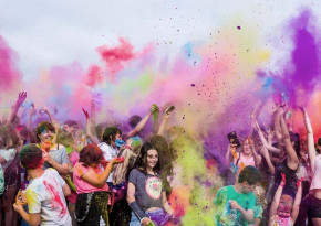 People partying at a color festival