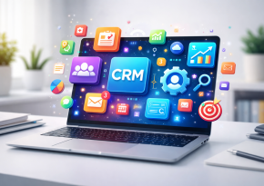 Laptop mit Icons von Apps